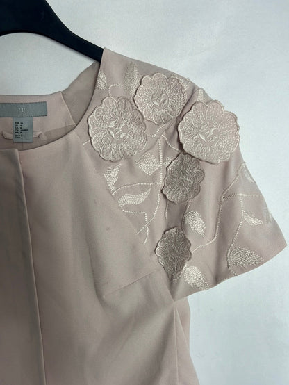 H&M. Blusa /torerita detalle manga color nude. T 34