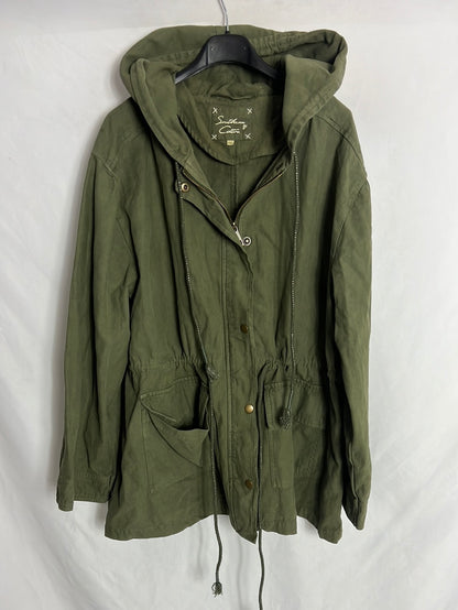 SOUTHERN COTTON. Parka verde capucha. T L