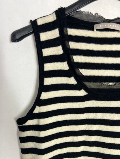 STEFANEL. Top punto rayas detalle cuello. T M