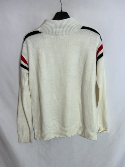 EASY WEAR. Jersey beige rayas hombros. T L