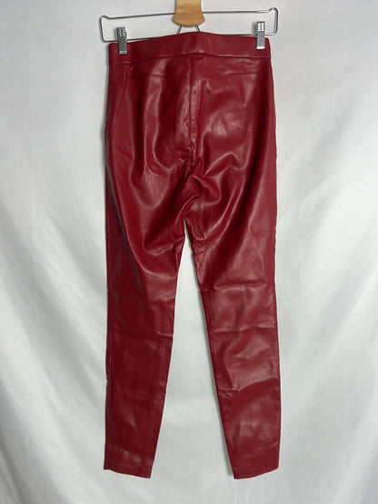 ZARA. Leggins efecto piel burdeos. T S