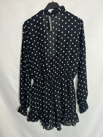 EUVRE. Black polka dot short jumpsuit. TS