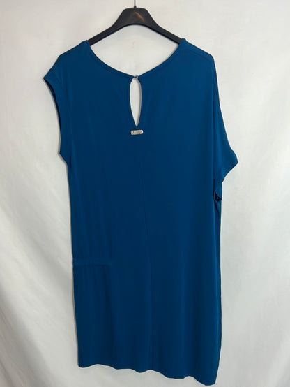 OTRAS. Vestido corto azul cadena dorada. T M
