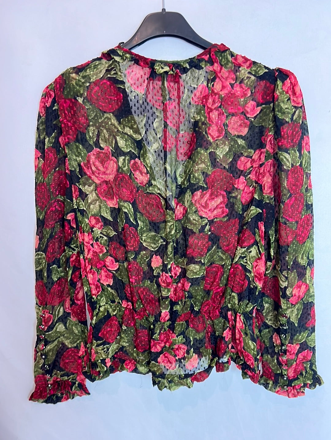 THE KOOPLES. Semi-sheer floral textured blouse. TS