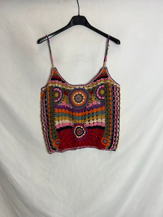 ZARA. Top crochet colores. T M