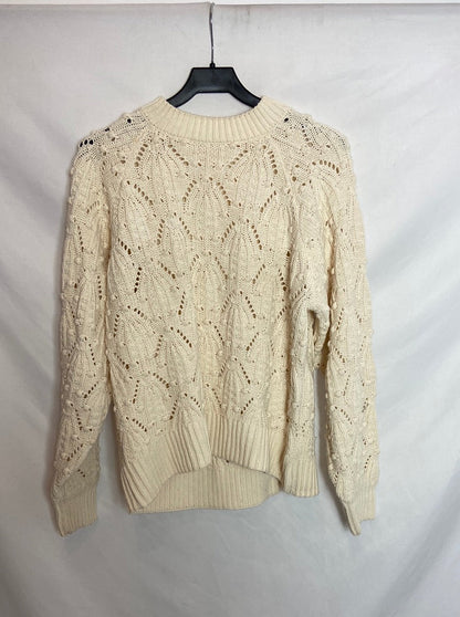 H&M. Jersey oversize de punto beige T.S