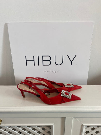 ZARA. Red suede heel. Size 41