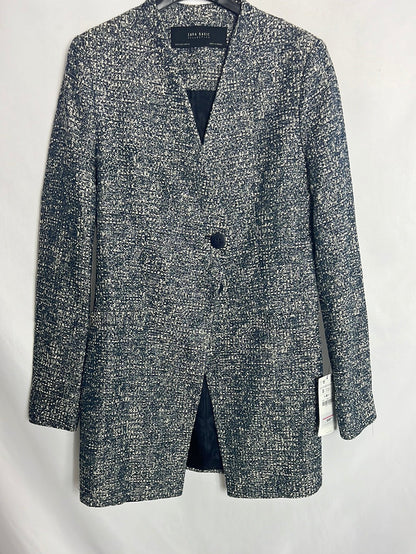 ZARA. Long blue and white tweed jacket. TS