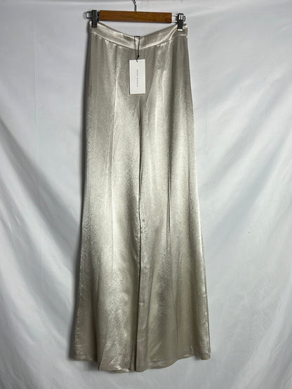 ZARA.Pantalón acho satinado T.xs