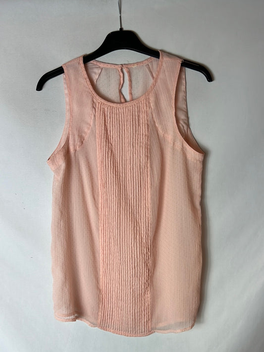 OTHERS. Semi-sheer plumeti pink top. TS