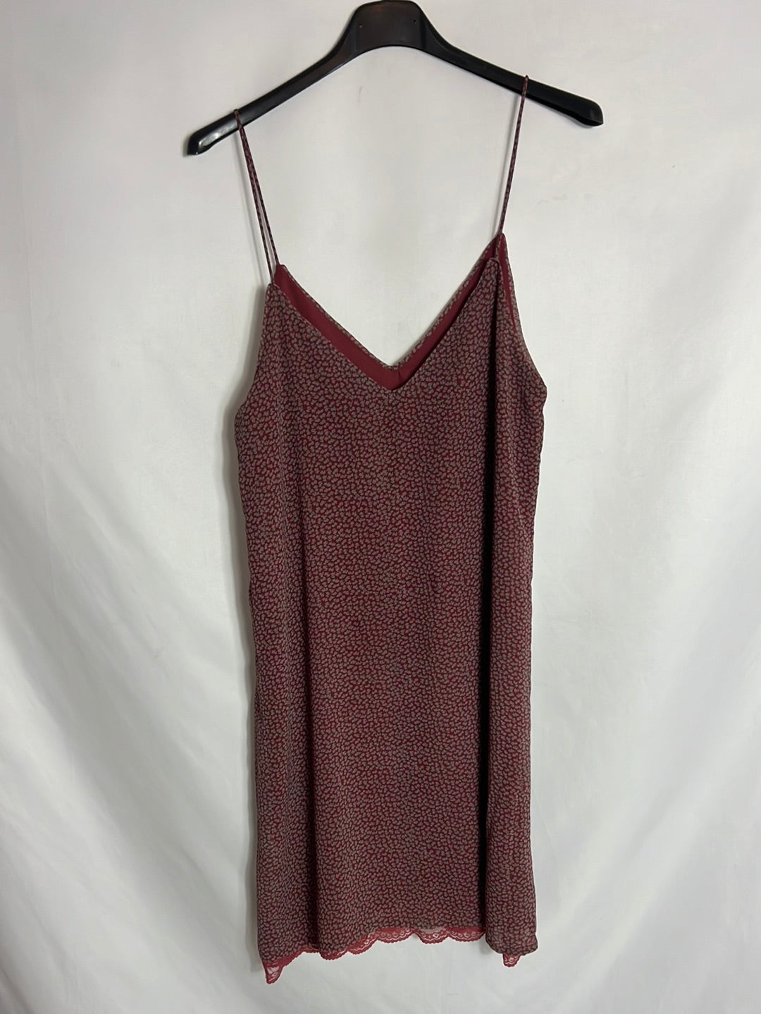 MANGO. Vestido corto  teja estampado flores. T XS