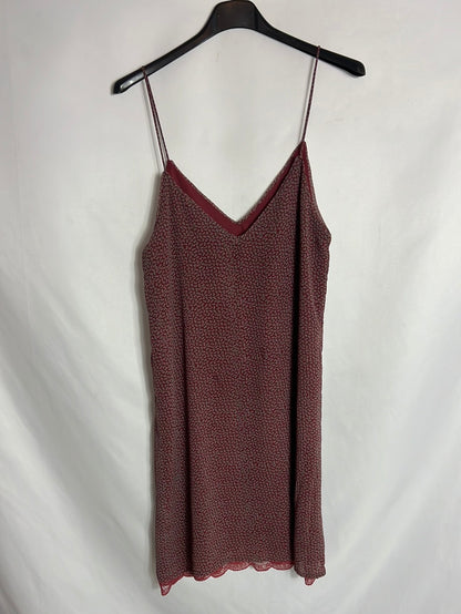 MANGO. Vestido corto  teja estampado flores. T XS