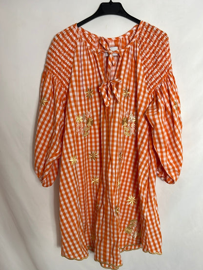 INNIKA CHOO. Vichy check dress with puff sleeves. YOU (S/M