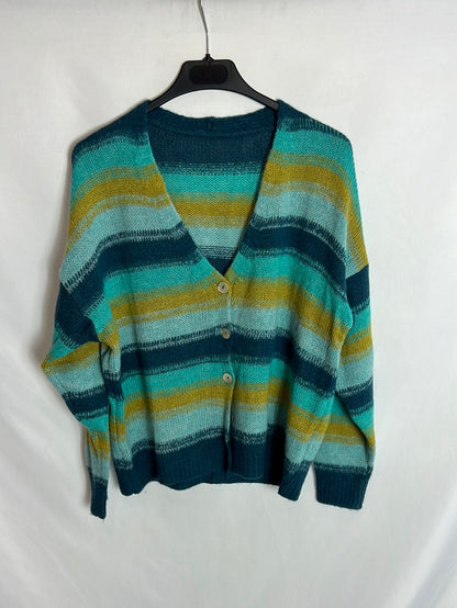 OTRAS. Cárdigan verde rayas. T.u (S)