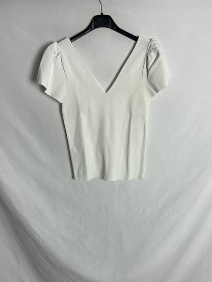 MANGO. Top punto elástico blanco. T S