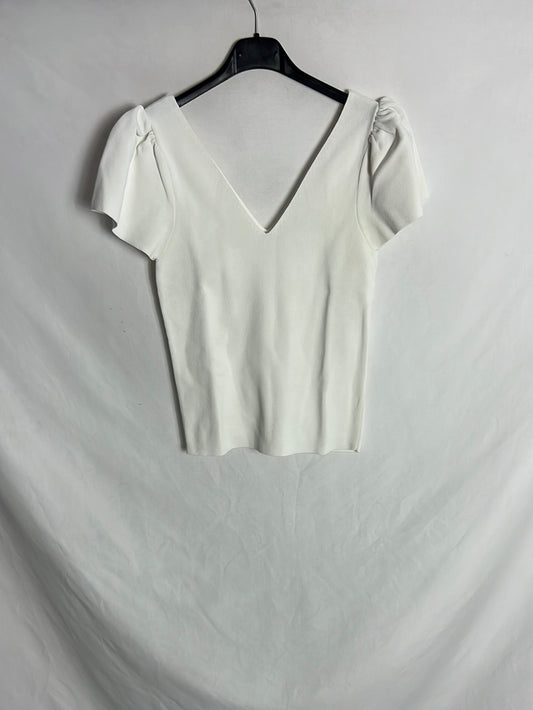 MANGO. Top punto elástico blanco. T S