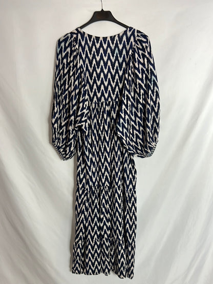 OTRAS. Vestido estampado azules y blanco. TU (S/M) (tara)