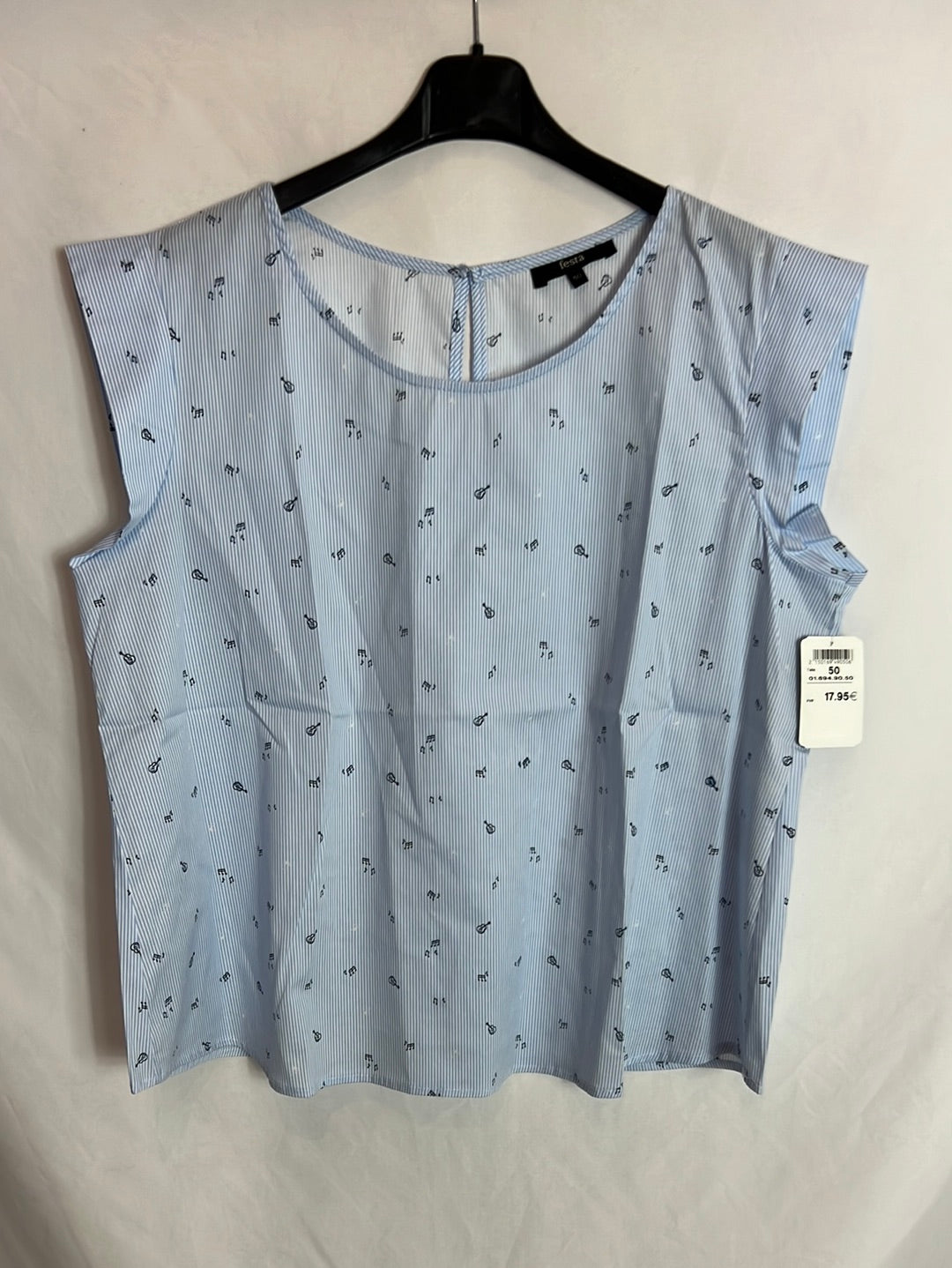 FESTA. Blusa sin mangas rayas y dibujos. T 50 (XXL)