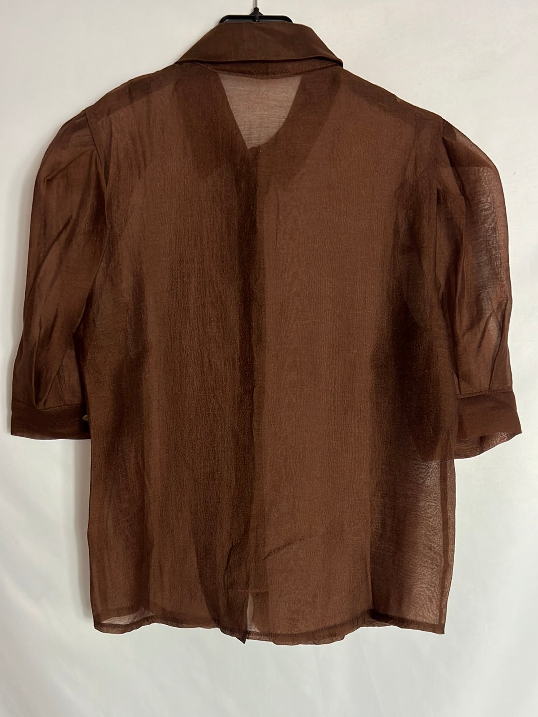 MILK CANDY. Blusa semitransparente marrón. T S