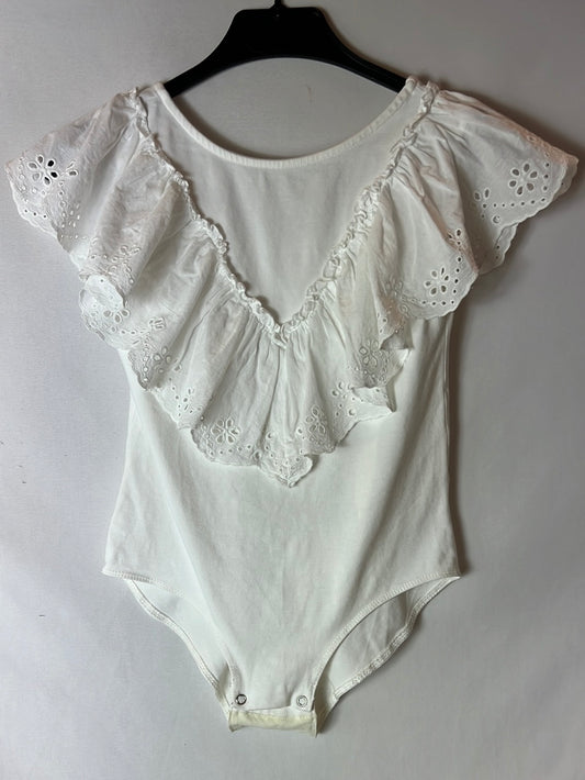 OTHERS. White ruffled bodysuit. TS