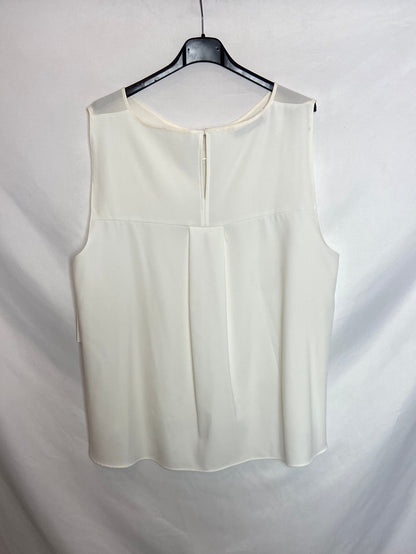 ZARA. Blusa blanca con detalle de lentejuelas T.XXL