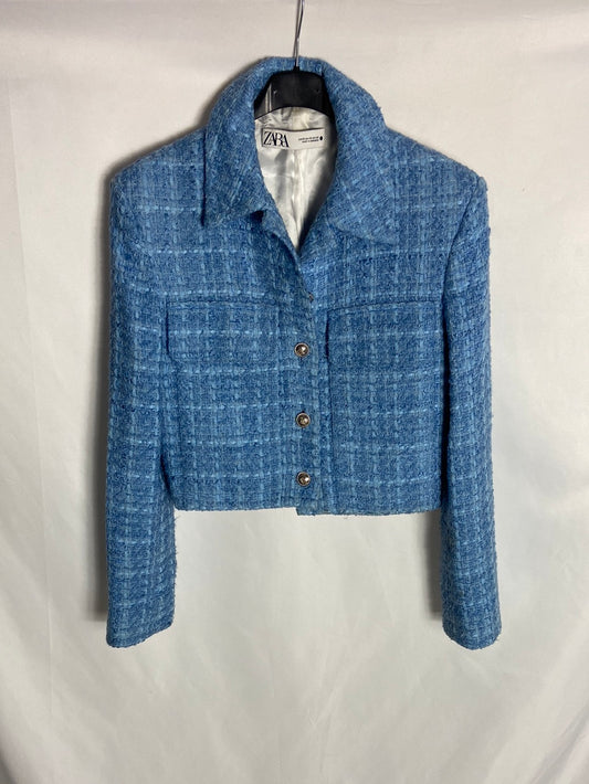 ZARA. Blue tweed jacket T.xs
