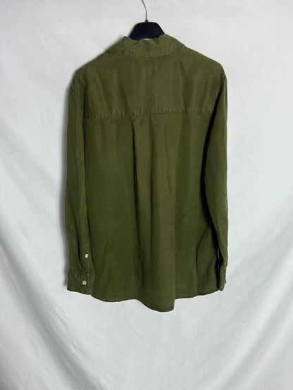 MANGO. Dark green blouse with pockets. TS