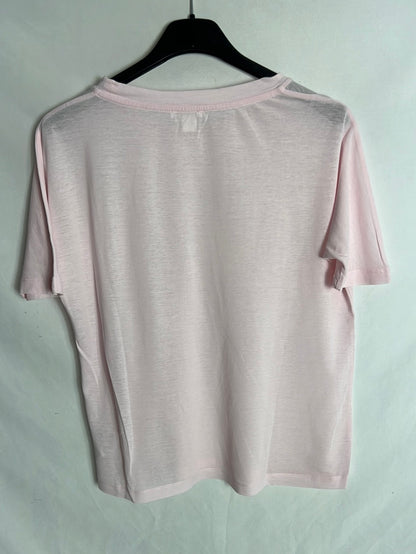 COS. Camiseta rosa claro textura. T S