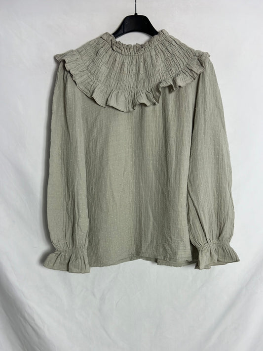 RITAVON. Blusa plumeti escote nido de abeja. T 38