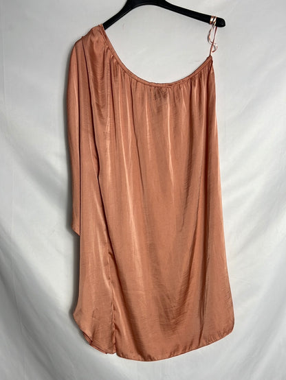 AMERICAN RETRO. Asymmetrical pink dress, size 38