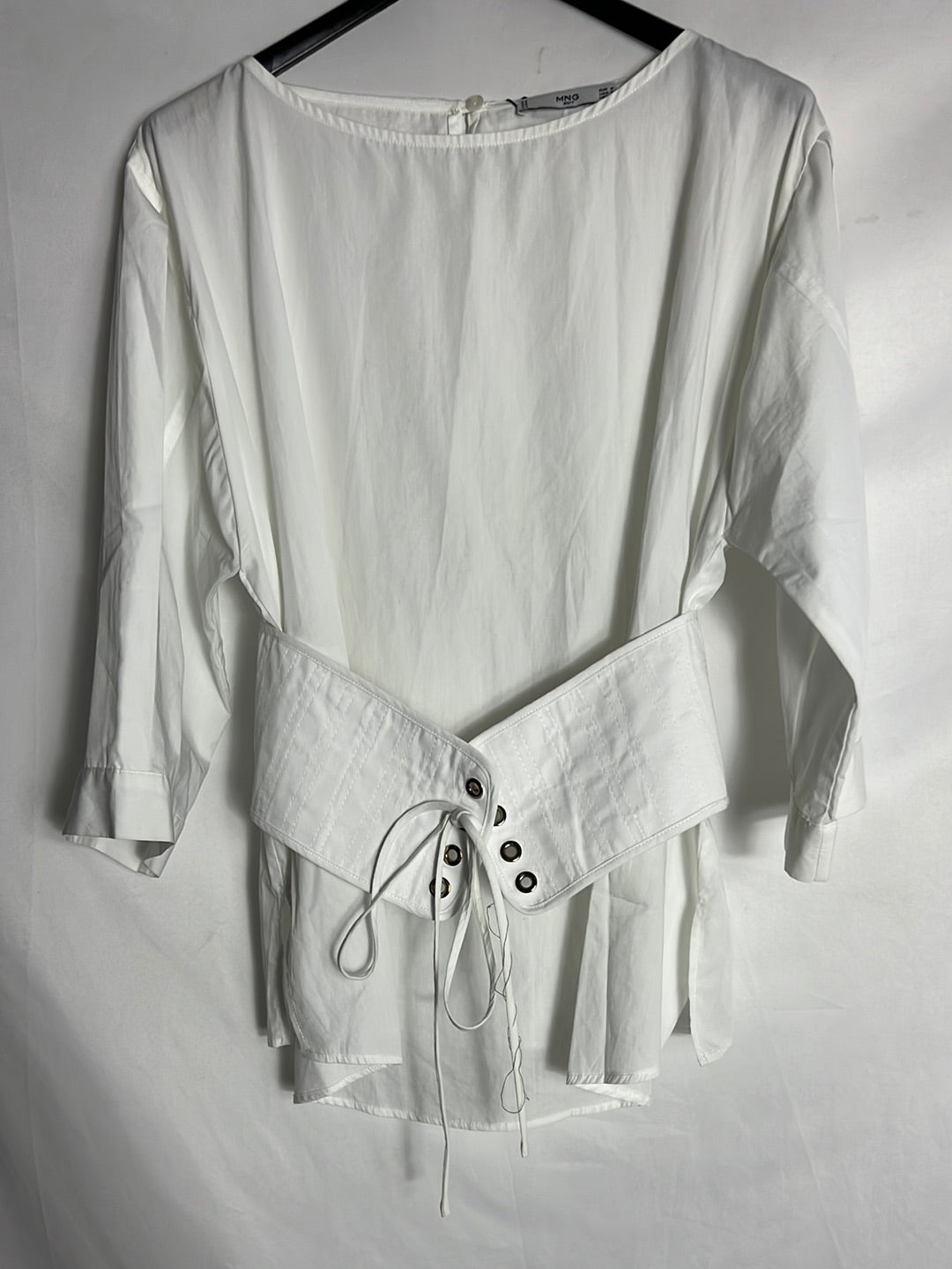 MANGO. White corset blouse Ts