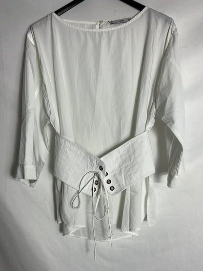 MANGO. White corset blouse Ts