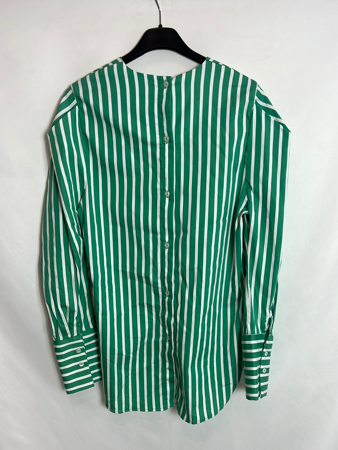 ZARA. Green blouse with white stripes. TS