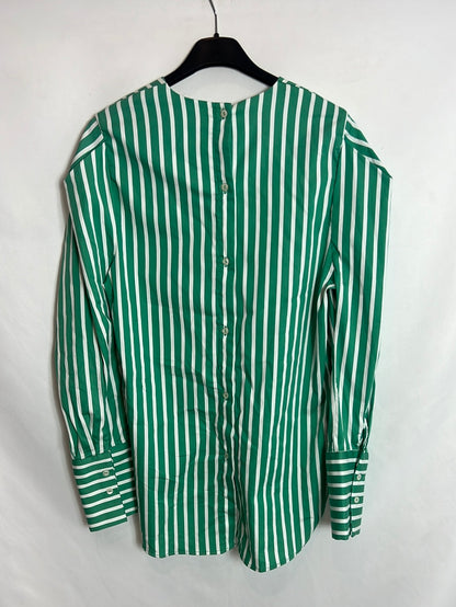 ZARA. Green blouse with white stripes. TS