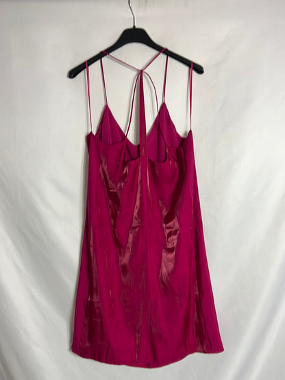 ZARA. Vestido rosa fluido tirantes. T M