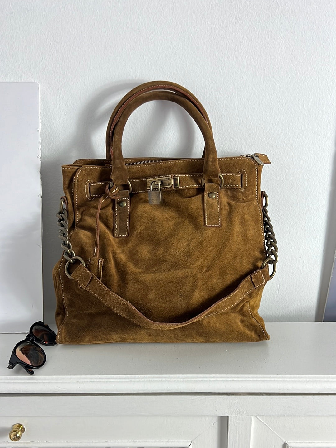 PEDRO MIRALLES. bolso marrón rigido (tara)