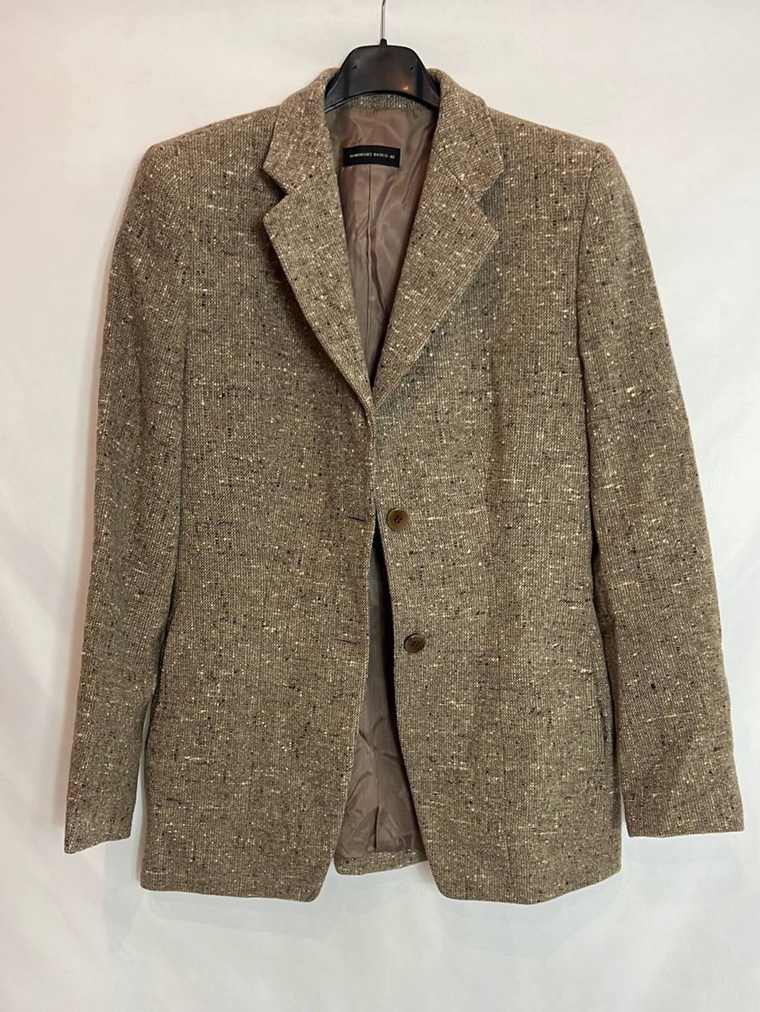 DOMINGUEZ BASICO. Vintage mottled brown wool blazer. Size 40