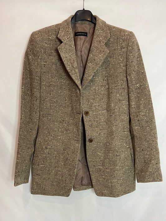 DOMINGUEZ BASICO. Vintage mottled brown wool blazer. Size 40