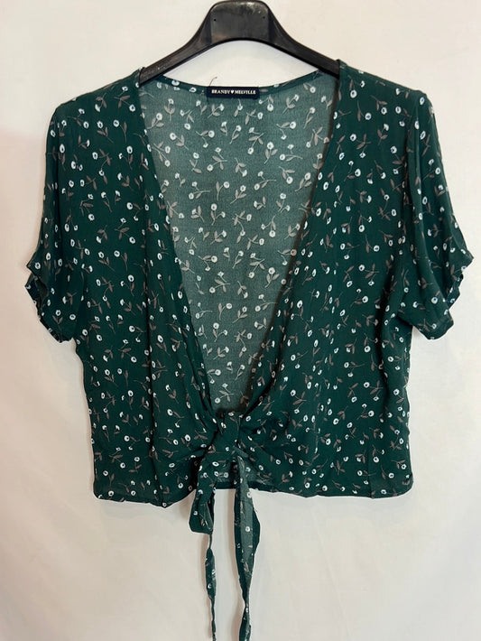 BRANDY MELVILLE. Green printed crossover top. T.S.