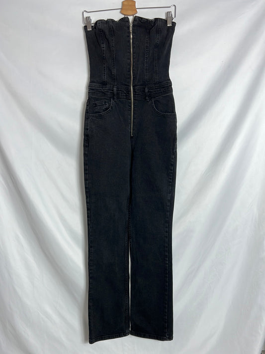 OTHER. Black distressed denim jumpsuit. TS