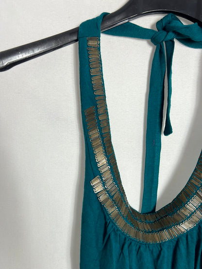 TWENTYONE. Top verde atado al cuello detalle cuello. T M