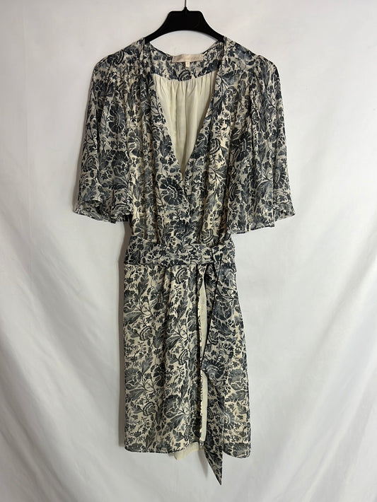 VANESSA BRUNO. Printed chiffon dress. T 34