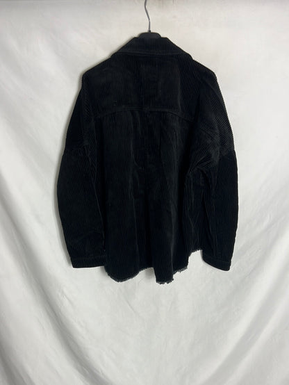 ZARA.Sobre camisa pana negraoscuro. T M