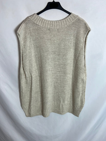 OTRAS. Chaleco oversized beige. T.u(m)