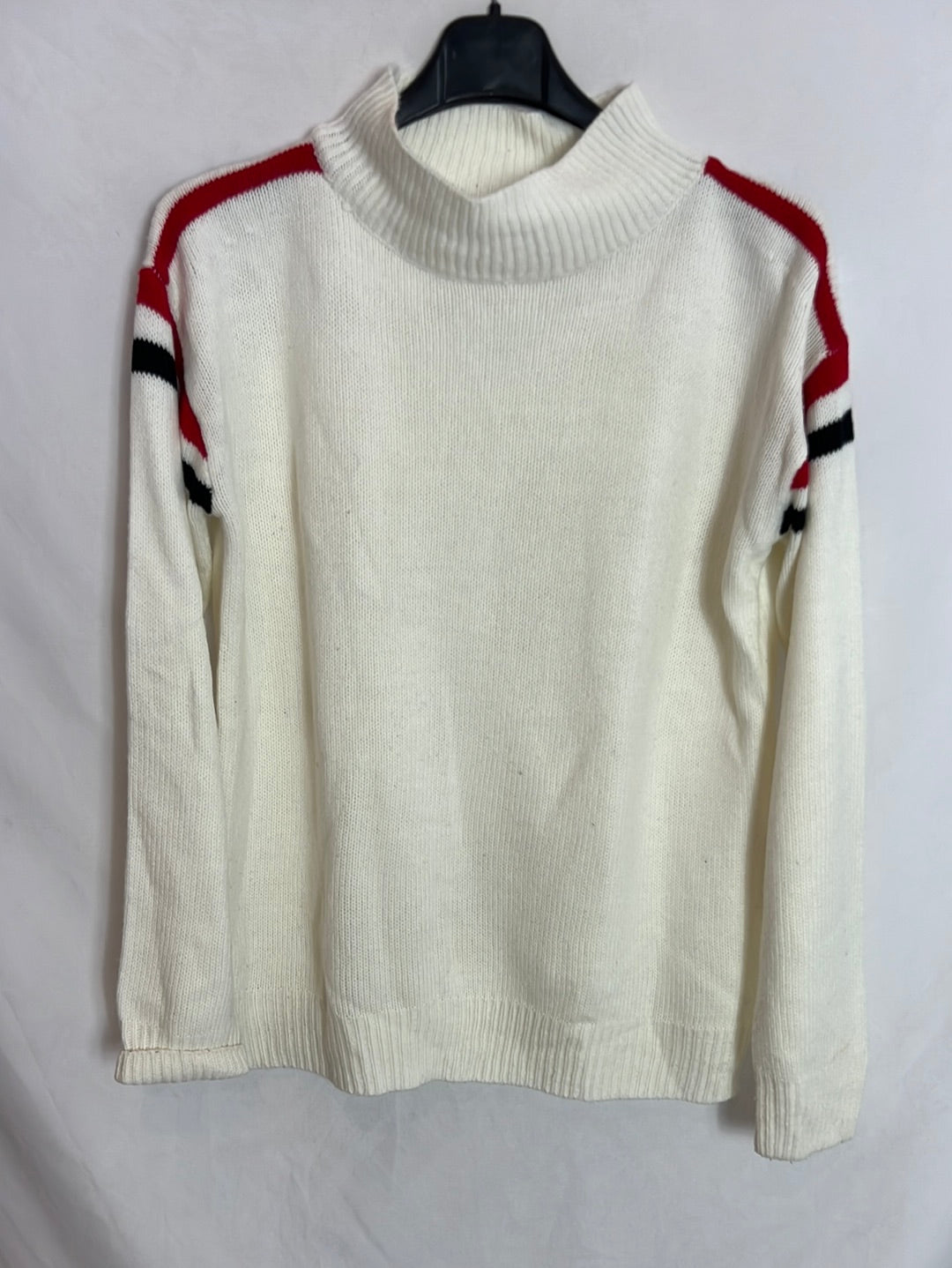 EASY WEAR. Jersey beige rayas hombros. T L