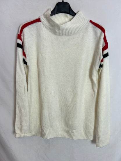 EASY WEAR. Jersey beige rayas hombros. T L