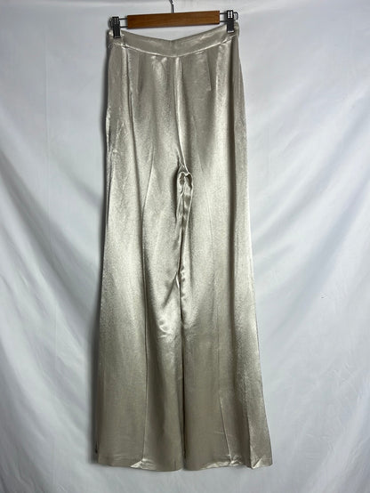 ZARA.Pantalón acho satinado T.xs