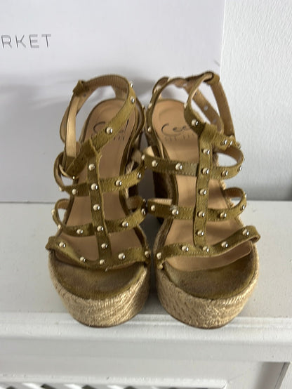 COOLTHESACK. Esparto wedges with studs and straps. Size 37