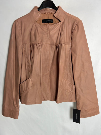 ZARA. Pale pink leather jacket. TS (Tara)