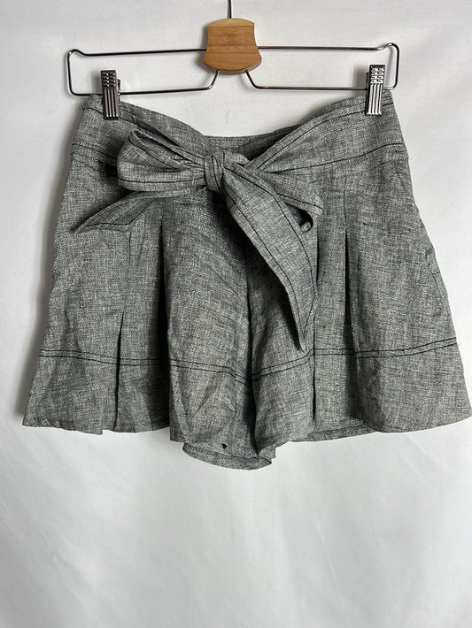 MORGAN. Pantalones cortos efecto falda gris hilos plateados. T 36
